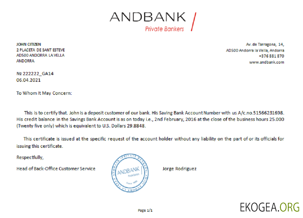 Andorre , Andbank bank , reference